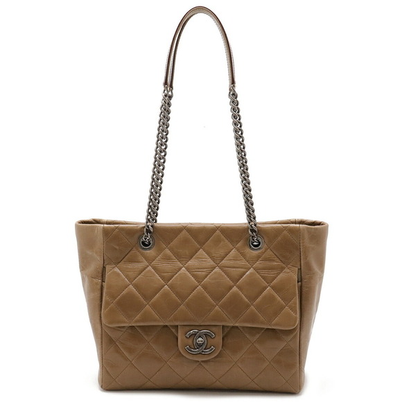 CHANEL Brown Leather Logo Shoulder Bag - Picture 1 of 9